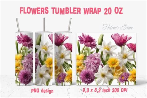 Flowers Tumbler Wrap Design Sublimation Graphic By Helenes Store · Creative Fabrica