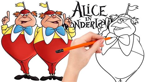 How To Draw Tweedledee And Tweedledum From Alice In Wonderland Youtube