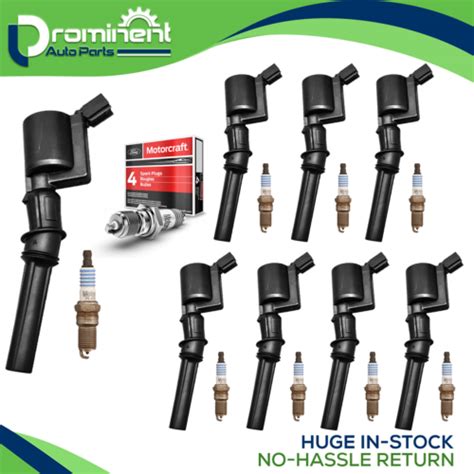 Set Of 8 Ignition Coil Motorcraft Spark Plugs For Ford Lincoln FD503