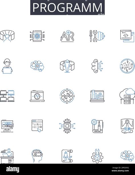 Programm Line Icons Collection Project System Application