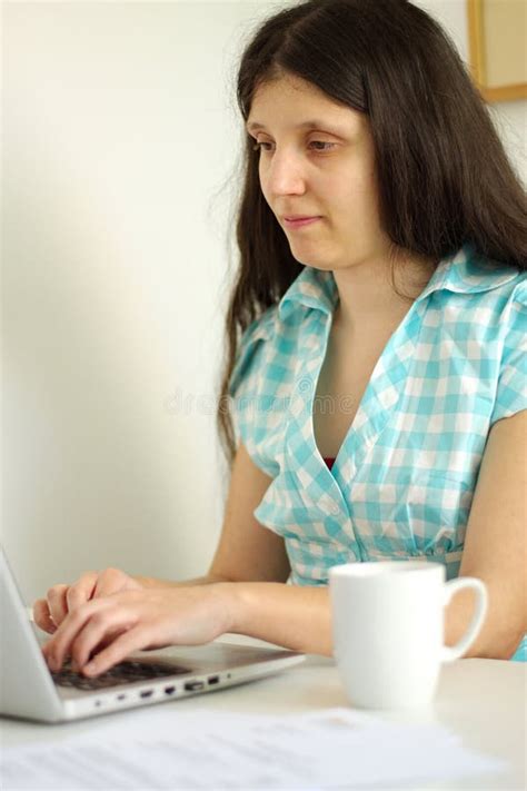 Using Laptop Stock Image Image Of Computer Light Female 256765779