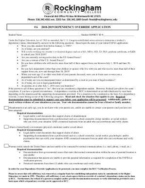 Fillable Online Dependency Override Application