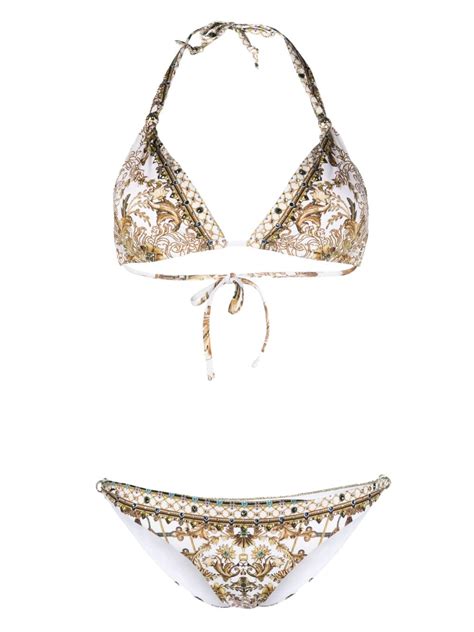 Camilla Crystal Embellished Bikini In Weiss Modesens