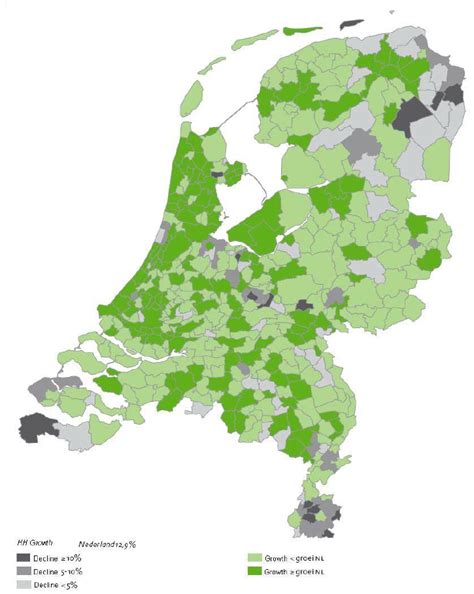 Prognoses household growth 2005-2025 per municipality based on Pearl