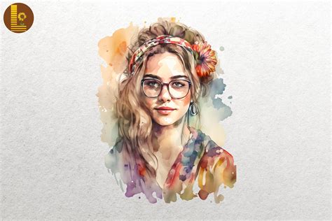 Beautiful Hippie Girl Watercolor 20 By Mulew Art TheHungryJPEG