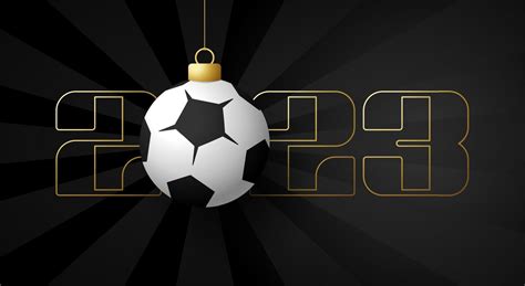 2023 football Happy New Year. Sports greeting card with golden soccer ...