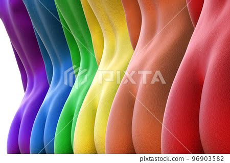 3d Illustration Close Up Of Multicolored Naked Stock Illustration 96903582 PIXTA