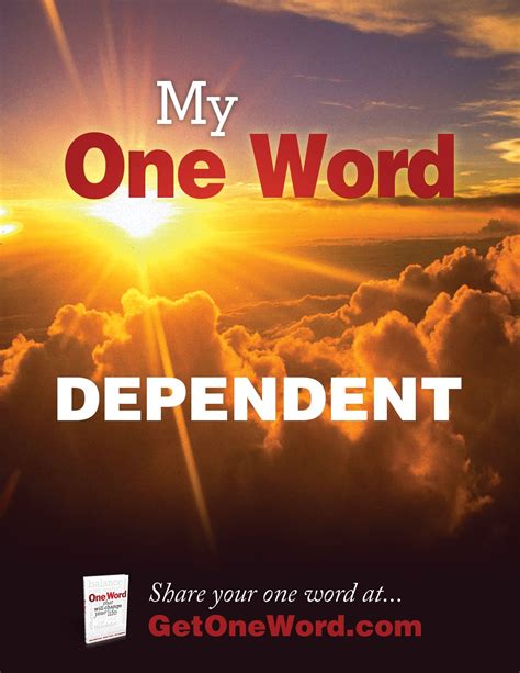 My One Word Is Dependent Word Poster One Word Words