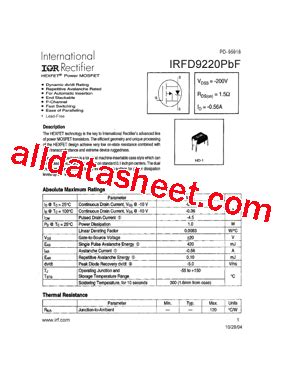 Irfd Pbf Datasheet Pdf International Rectifier