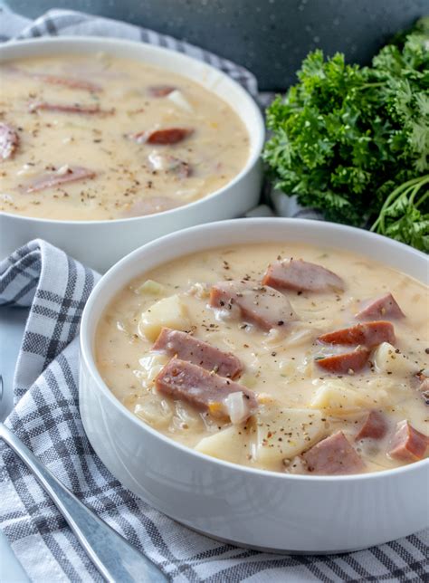 Creamy German Sausage Potato And Sauerkraut Soup Recipe