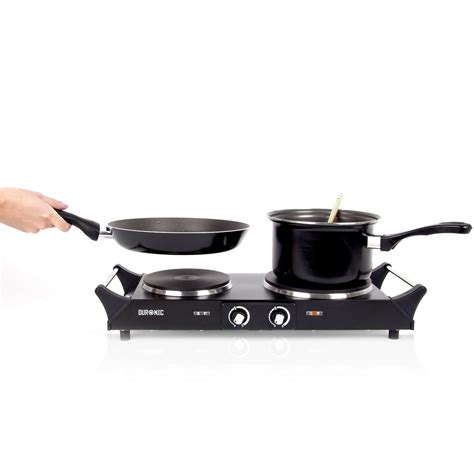 Duronic Hot Plate HP BK Table Top Cooking W Black Steel Electric Double Hob Comparor UK