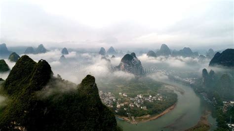 Karst Mountains in Guilin South China Stock Photo - Image of rocks ...