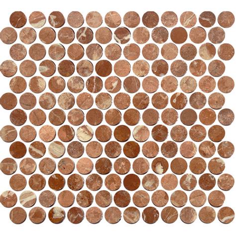 Artemis Rojo Alicante Penny Round Honed Tile Stone Paver