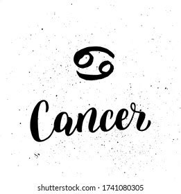 Cancer Zodiac Lettering Sign Handwritten Astological Stock Vector