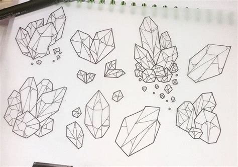 Crystals doodle | Linoleumstryk, Tegninger