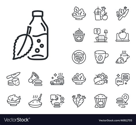 Water Bottle Line Icon Soda Aqua Sign Crepe Vector Image