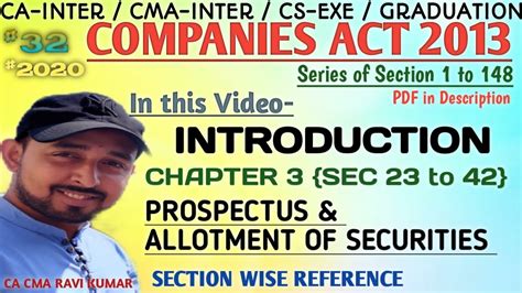 Chapter Section To Introduction Companies Act