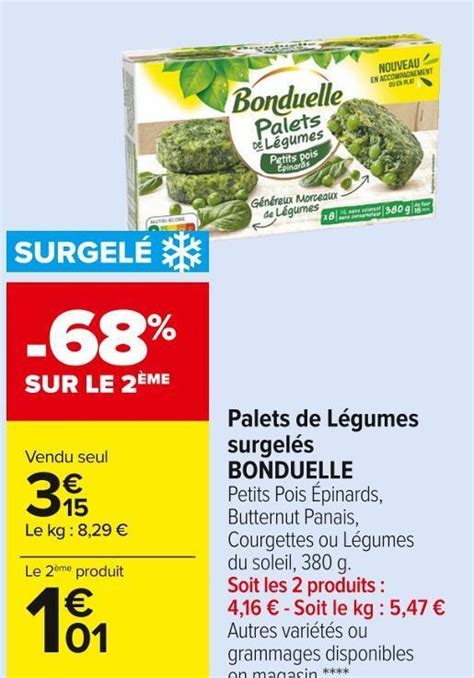 Promo Bonduelle palets de légumes surgelés chez Carrefour Market