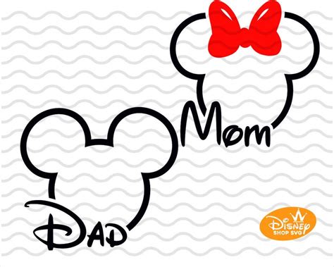 Mickey And Minnie Outline Head Svg Disney Dad And Mom Shirt Etsy