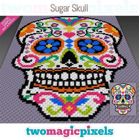 Sugar Skull Graph For Crochet C2c Mini C2c Sc Hdc Dc Etsy Crochet