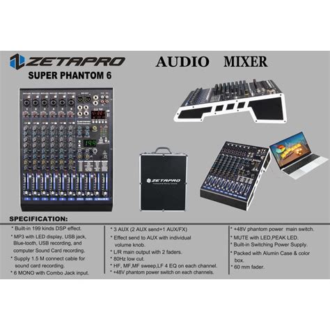 Jual Mixer Audio ZETAPRO SUPER PHANTOM 6 SUPER PHANTOM6 6 Channel 3