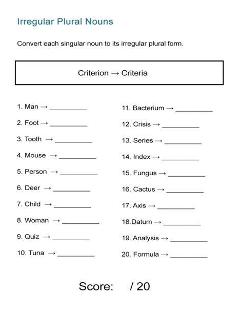 Making Nouns Plural Worksheet