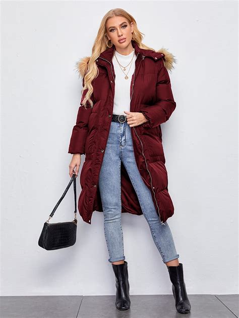 Zip Up Fuzzy Trim Hooded Puffer Coat Artofit