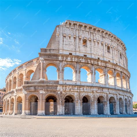 The Colosseum an ancient Roman amphitheater stands tall under a clear