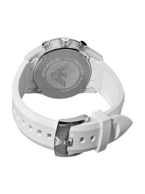 Emporio Armani Mens Chronograph White Rubber Strap Ar Skroutz Gr