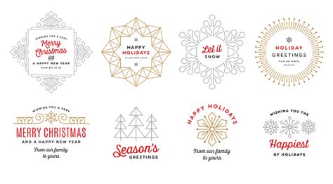 Collection Of Holiday Christmas Labels Stock Illustration - Download ...