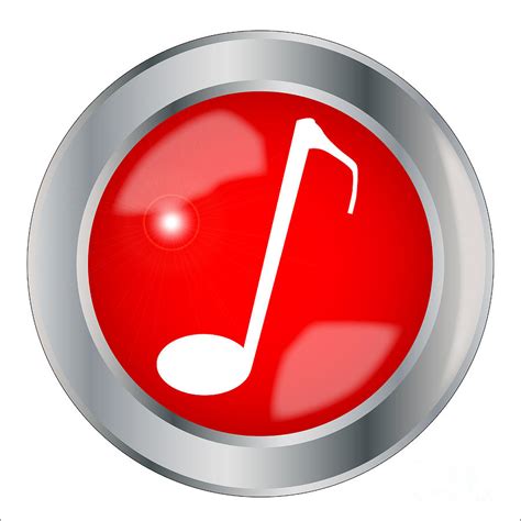 Red Musical Note Button Digital Art By Bigalbaloo Stock