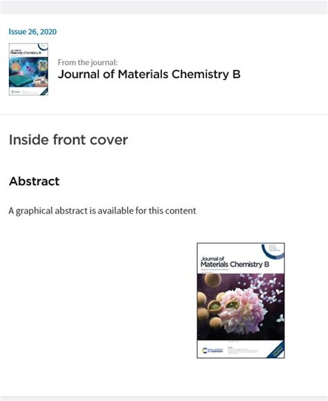 RSC Journal Of Materials Chemistry B Publishing News