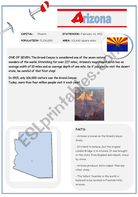 Us States Arizona Esl Worksheet By Krümel