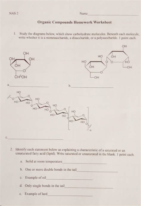 Carbon Compounds Worksheet 1 Illustration Earnest