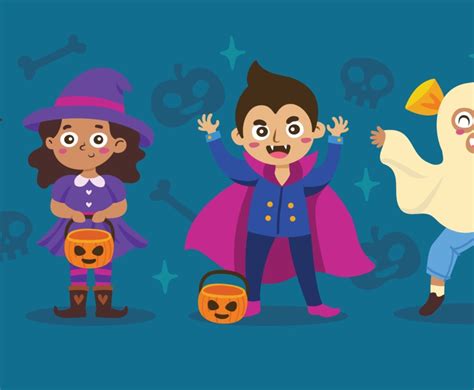 Kids Dressing Up for Halloween | FreeVectors