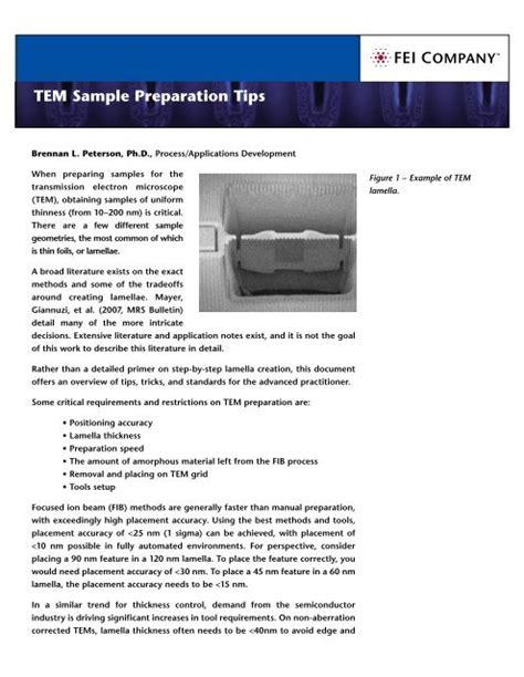 TEM Sample Preparation Tips - FEI Company