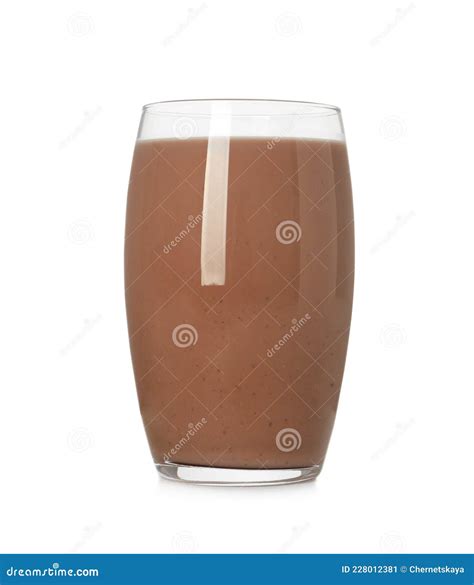 Delicious Chocolate Milk In Glass Isolated On White Stock Image Image Of Cocoa Dessert 228012381