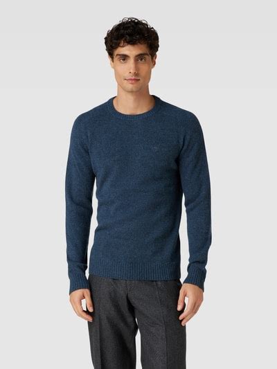 Mcneal Strickpullover Aus Lammwolle Marine Melange Online Kaufen