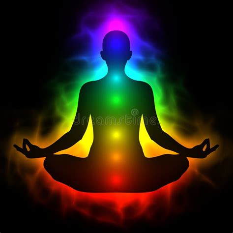 Ente Umano Di Energia Aura Chakra Nella Meditazione Illustrazione Di