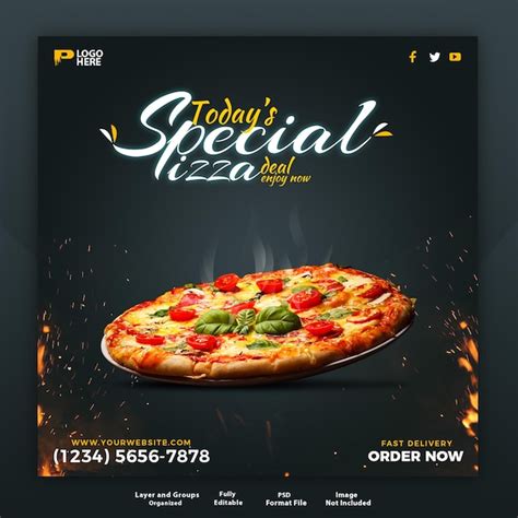 Premium Psd Food Menu And Delicious Pizza Social Media Post Template