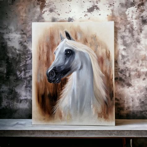 White Arabian Horse Original Painting 40x50 Cm Oil on Canvas Equine Art - Etsy