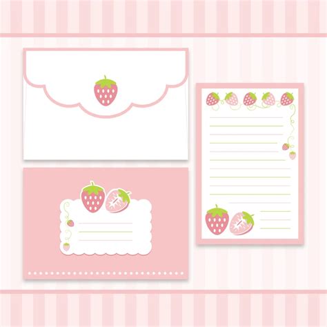 Cute Kawaii Pink Strawberries Ichigo Stationery Mail Letter Envelope