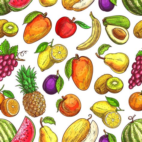 Premium Vector Fruit Seamless Pattern For Food And Drink Design