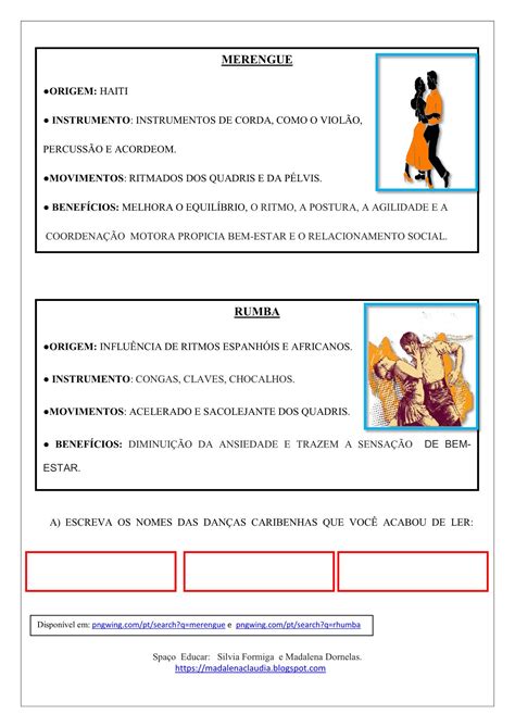 Atividade Sobre Dança 2 Ano - Atividade Sobre Dança 5 Ano - NAZAEDU