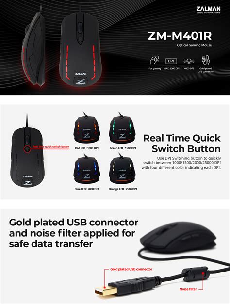 Zalman Zm M R Avago A Gaming Sensor Optical Gaming Mouse Dpi