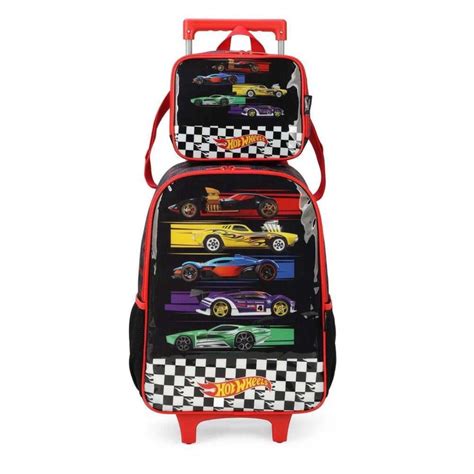 Kit Mochila Escolar Rodinha Lancheira Hot Wheels Preto Azul Shopee Brasil