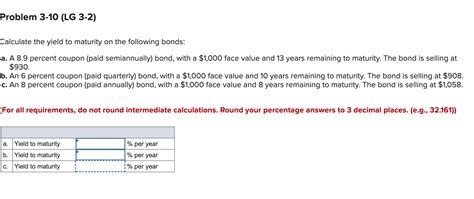 Solved Calculate the yield to maturity(ytm,%) on the | Chegg.com