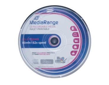 Mediarange Cd R Mb Pcs Spindel X Inkjet Printable