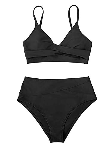 Cupshe Women S Bikini Sets Two Piece Swimsuit High Waisted V Neck Twist