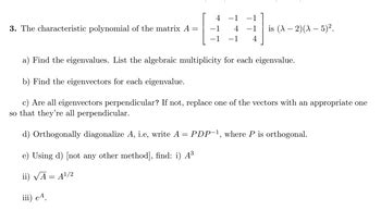 Answered The Characteristic Polynomial Of The Bartleby